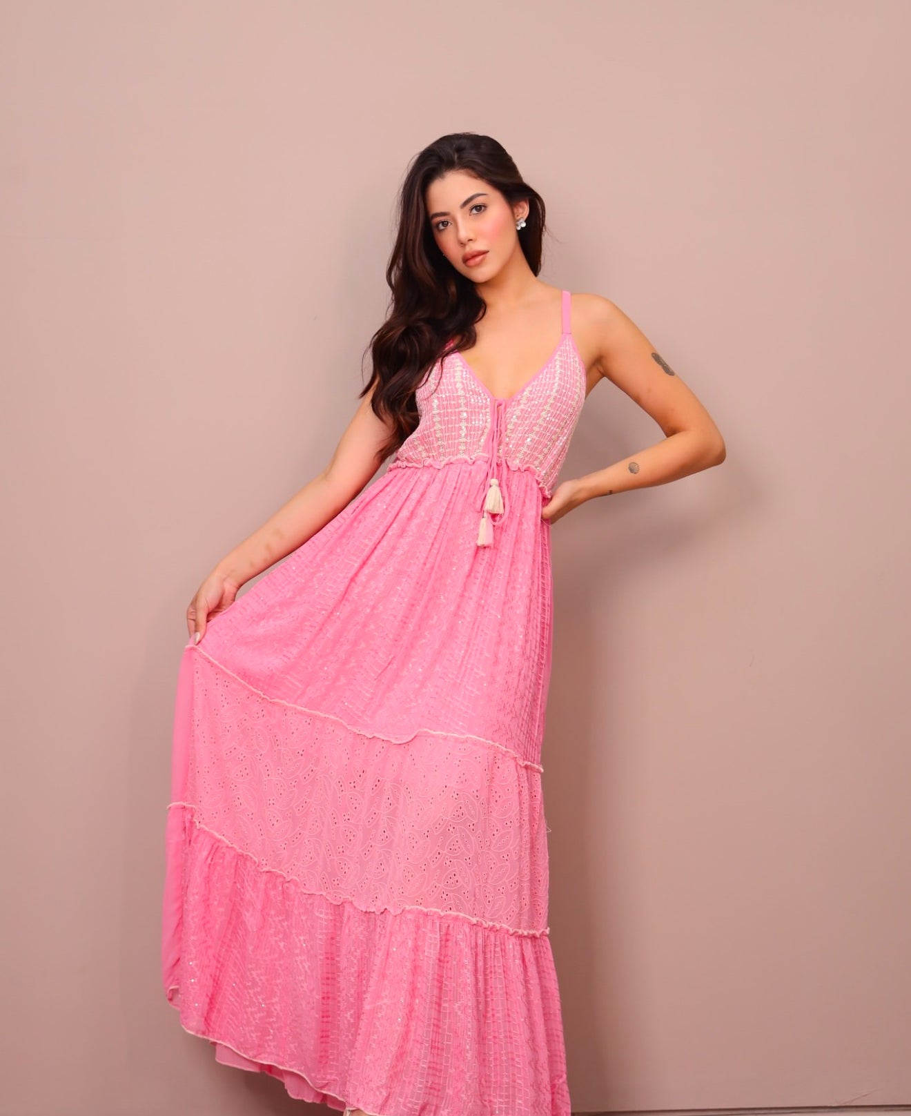 Vestido largo rosa