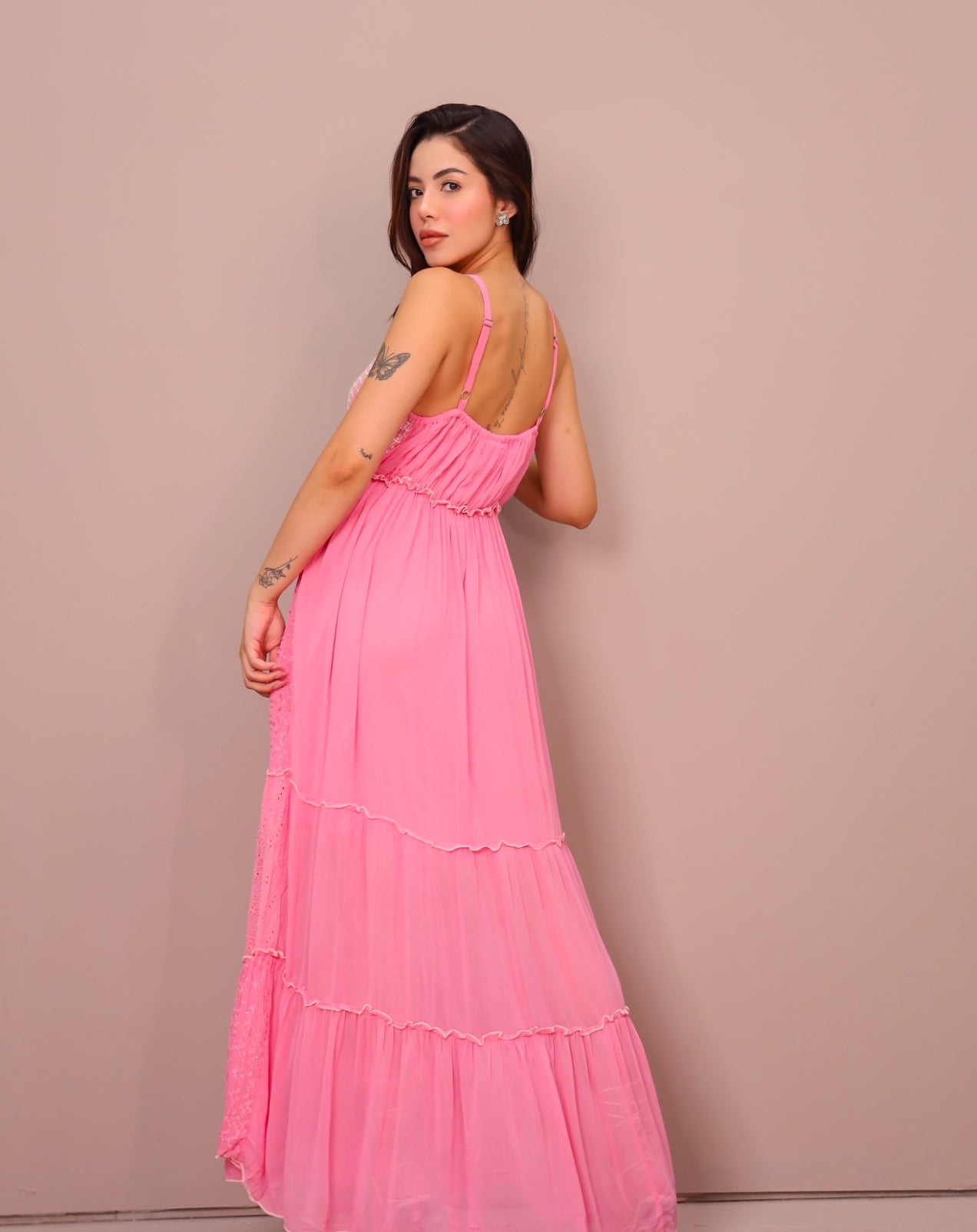 Vestido largo rosa