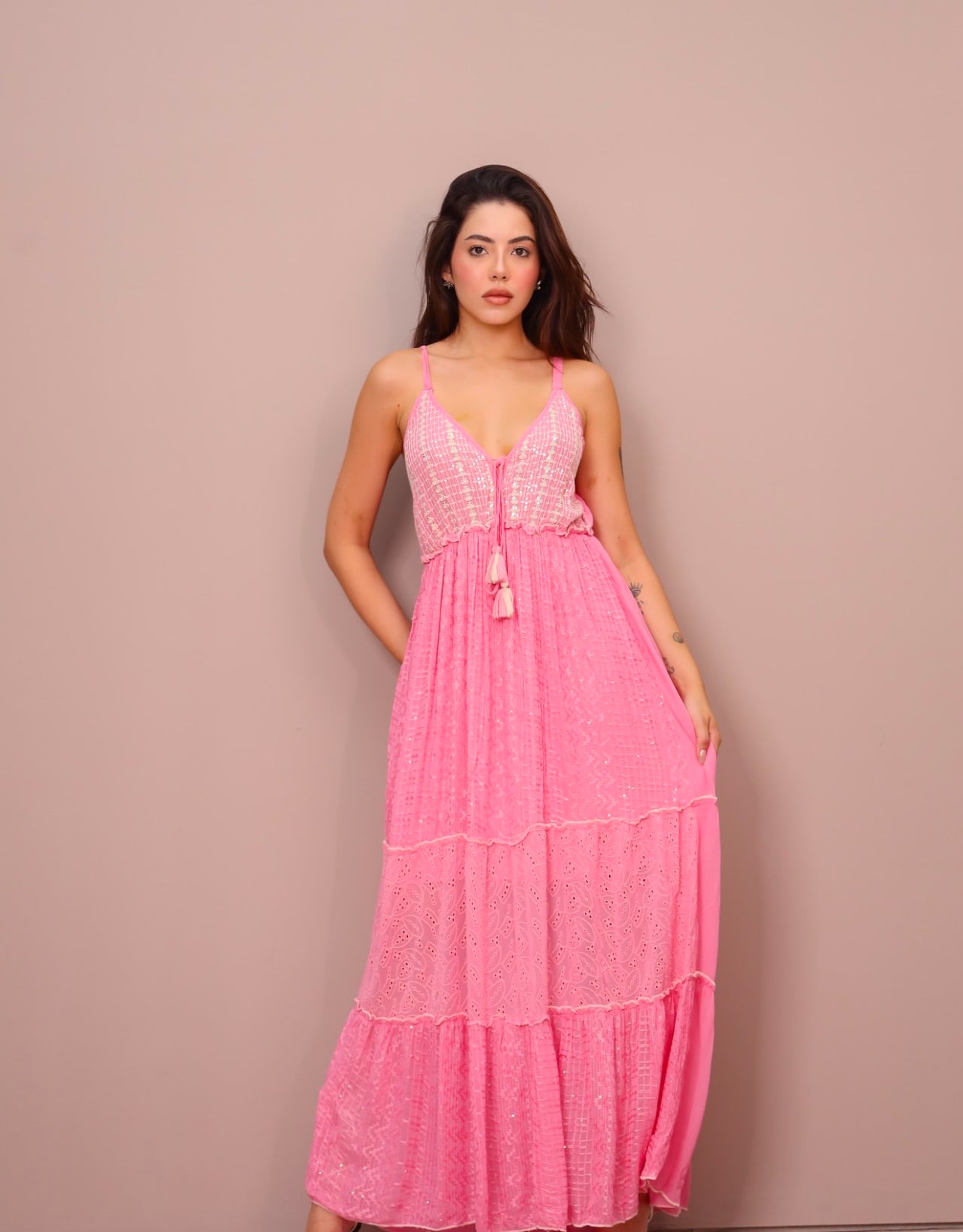 Vestido largo rosa