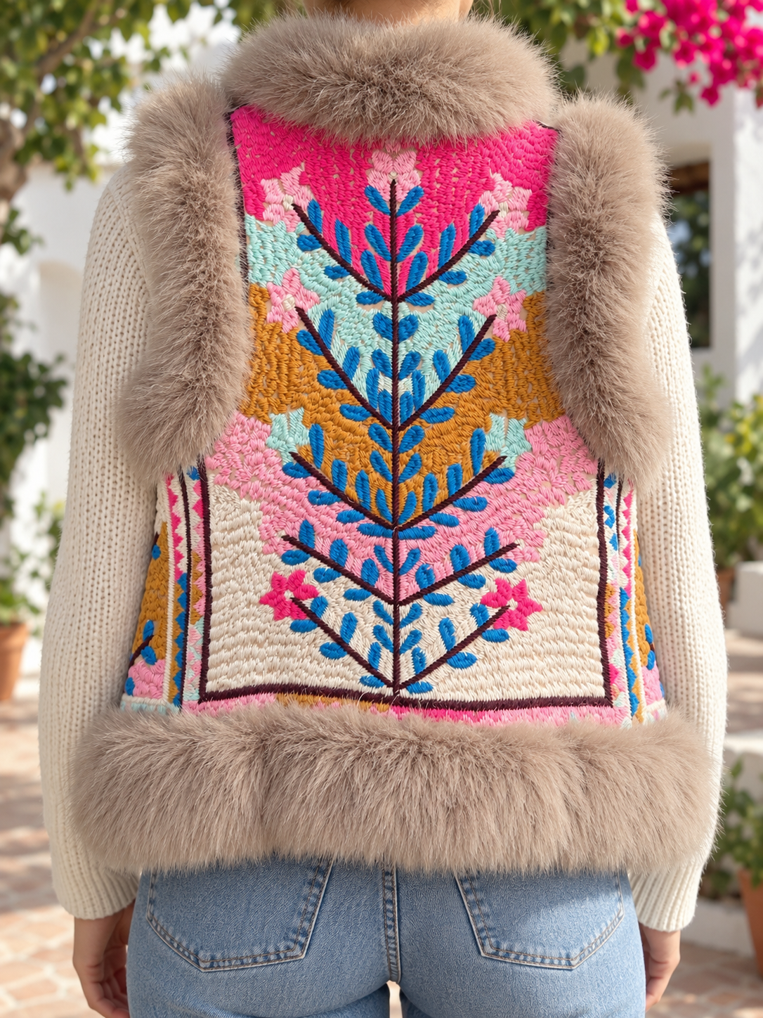 Chaleco bordado beige