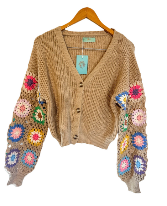 Chaqueta Lana con manga Croché
