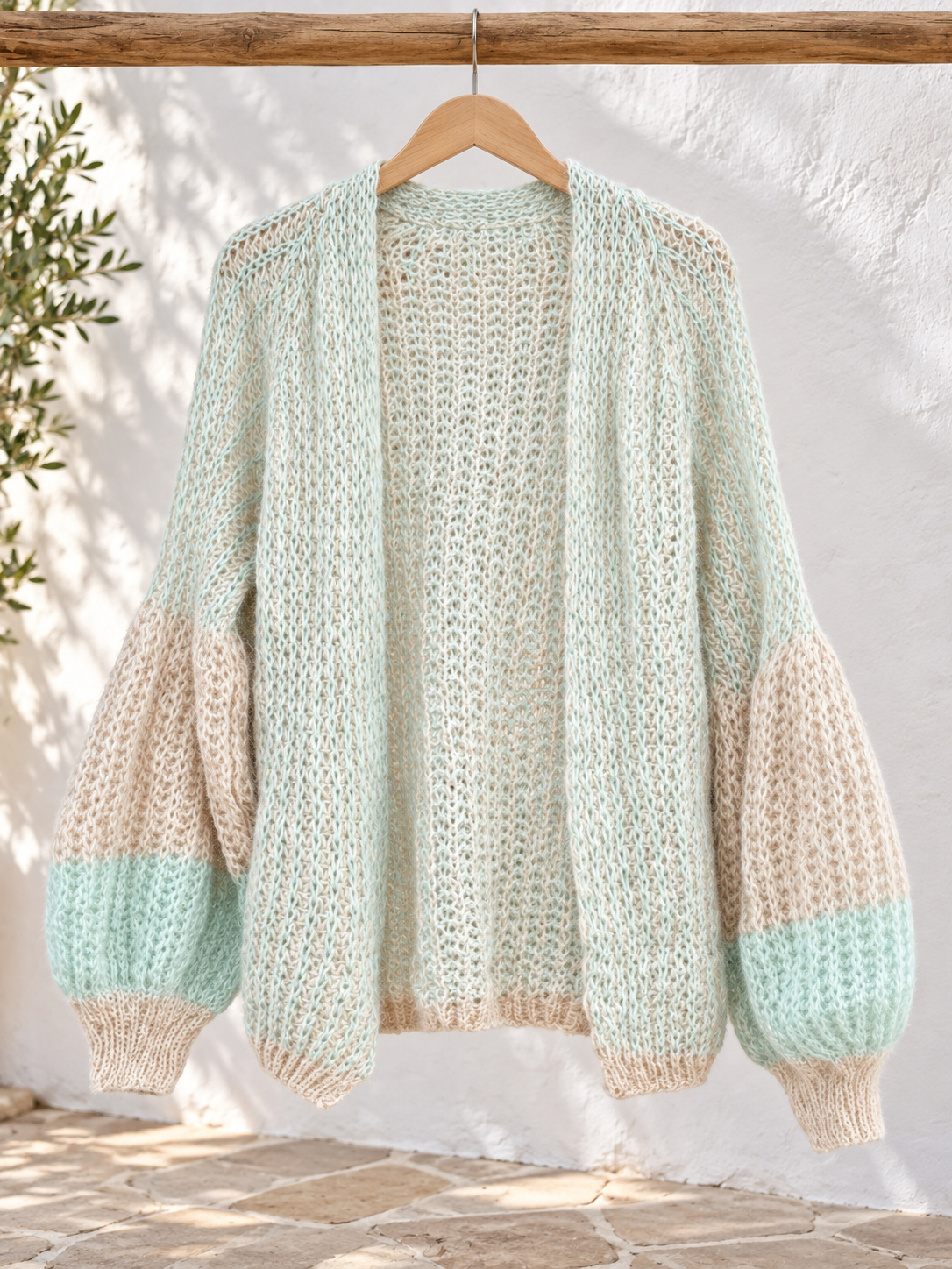 Chaqueta bicolor Turquesa con beige