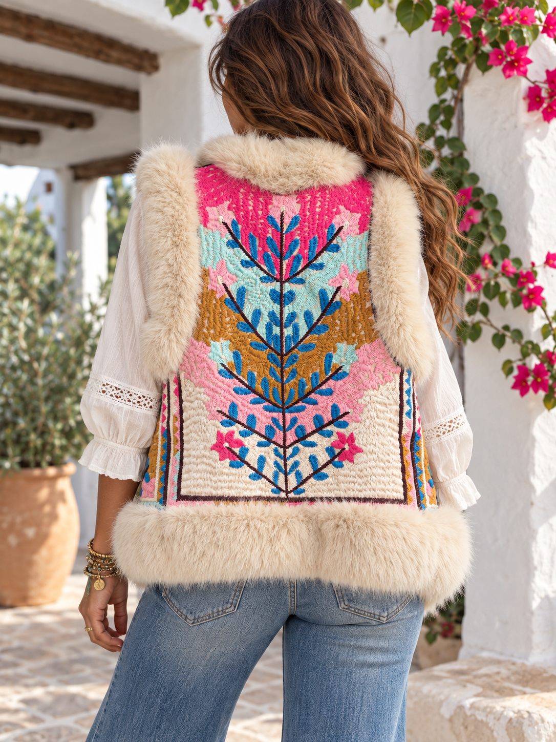 Chaleco bordado blanco